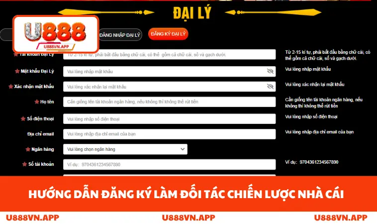 Đại Lý U888 3 Hướng dẫn đăng ký làm đối tác chiến lược nhà cáiv