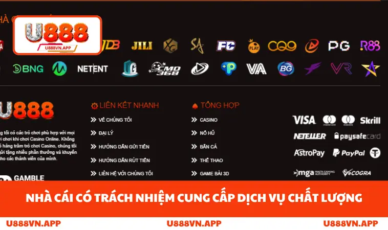 Điều Khoản Sử Dụng U888 2 Nhà cái cam kết trách nhiệm cung cấp dịch vụ chất lượng